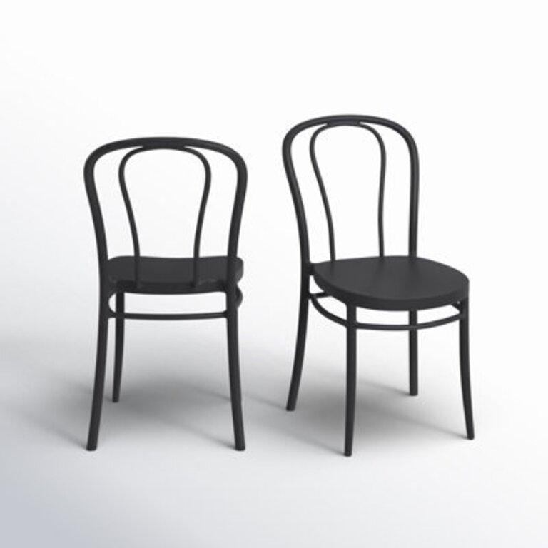 Farrah Stacking Patio Dining Side Chair Frame Color: Black