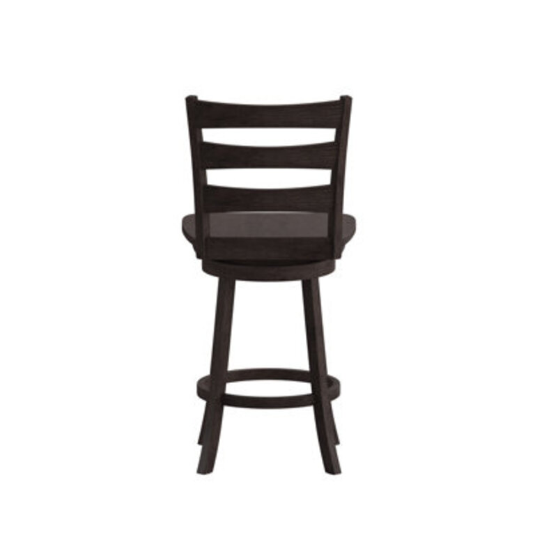 Laurel Ladderback Wooden Swivel Dining Stool With Footrest Seat Height: Counter Stool (25” Seat Height), Color: Espresso