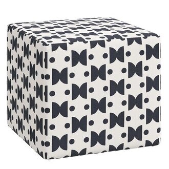 Era 21'' Wide Square Cube Ottoman Fabric: Gia Block Ink Oga