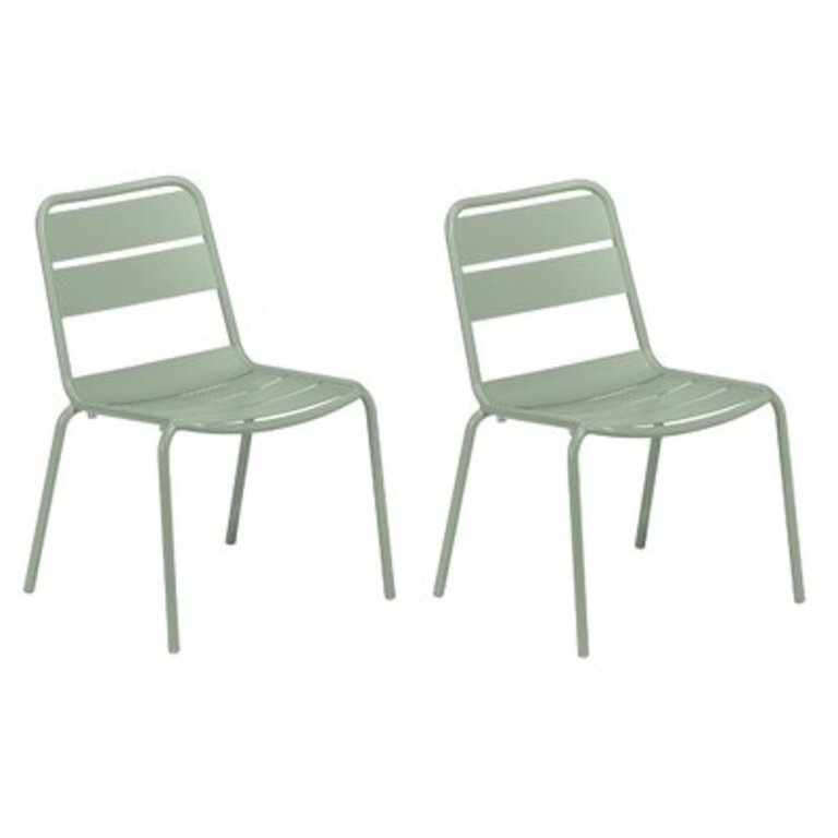 Rae Stacking Patio Dining Side Chair Color: Sage (set of 2)