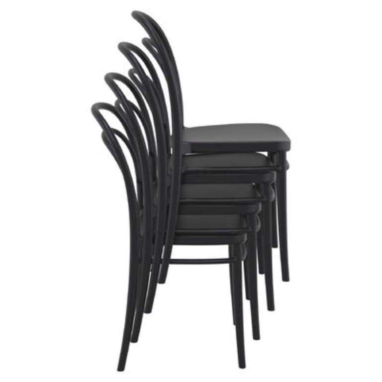 Farrah Stacking Patio Dining Side Chair Frame Color: Black (set of 2)
