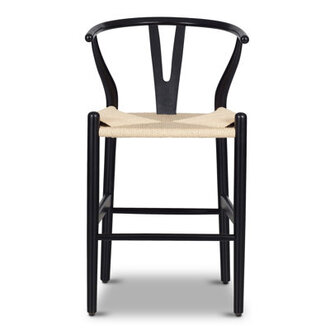 Wyn Solid Wood Counter Stool with Weave Seat Color: Black