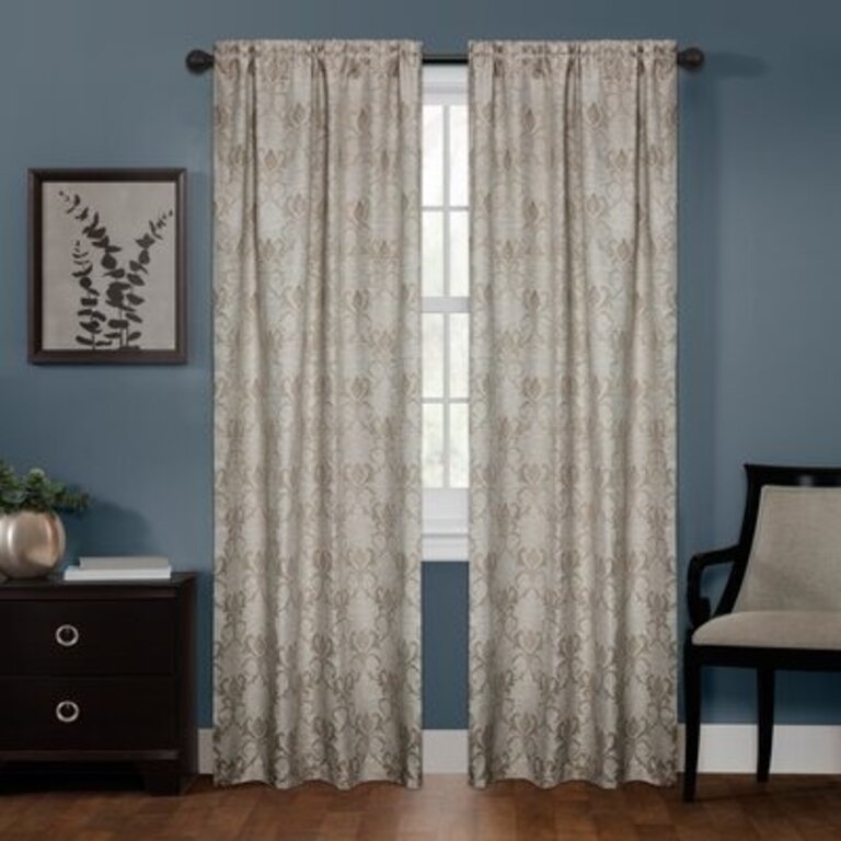 Doveton Damask Blackout Single Curtain Panel Curtain Color: Tan, Size per Panel: 40"x84"