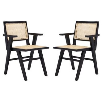 Atticus Cane Arm Chair Leg Color: Black