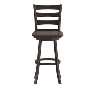 Ladderback Wooden Swivel Counter Stool With Footrest Color: Espresso, Seat Height: Bar Stool (29” Seat Height)