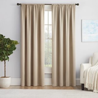 Hulan Polyester Curtain Curtain Color: Taupe, Size per Panel: 54" W x 63" L