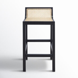 Sintra 31.5" Bar Stool Color: Black/Natural, Seat Height: Counter Stool(25.59” Seat Height)