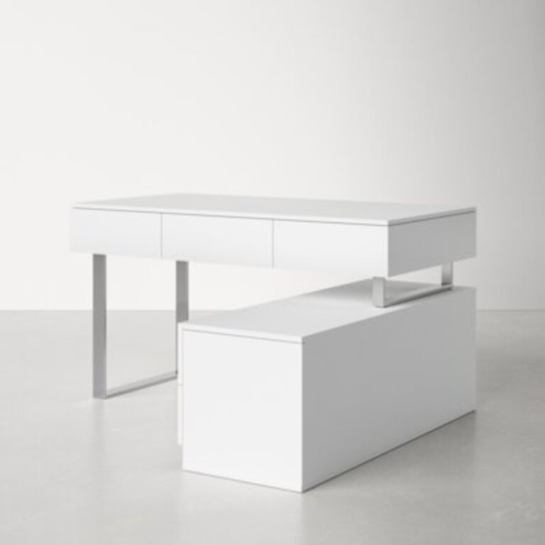 Mayes L-Shape Desk with Hutch Color: White
