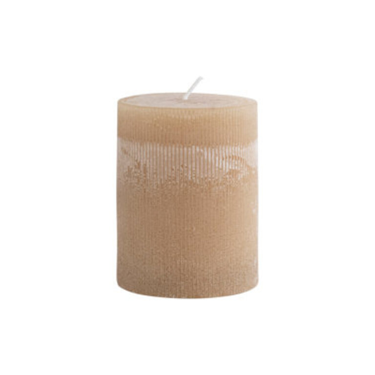 Flaire Pillar Candle Size: 4" H x 3" W x 3" D, Color: Linen