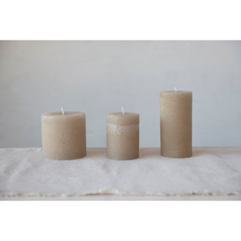 Flaire Pillar Candle Size: 4" H x 4" W x 4" D, Color: Linen