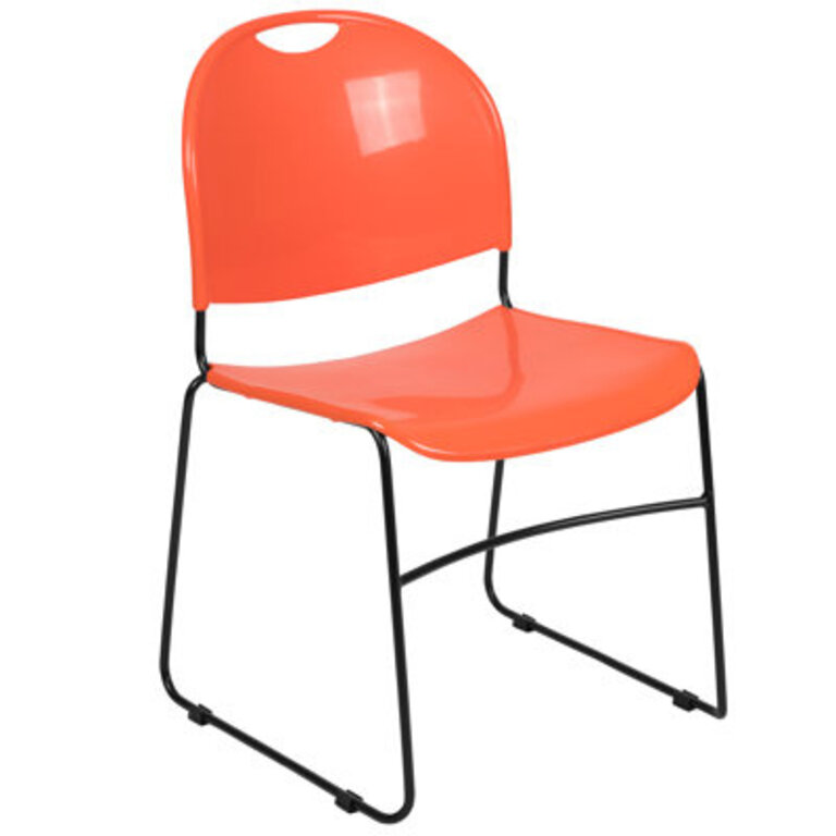 Hercules Series Armless Ultra Compact Stackable Chair Seat Finish: Orange, Frame Finish: Black
