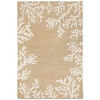 Modern Area Rug Coral Border Indoor/Outdoor Rug Neutral Rug Size: Rectangle 5' x 7'6"