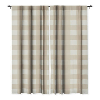 Deny Designs Alisa Galitsyna Gingham Cloth Beige Checks Blackout Window Curtain 50.0" X 96.0" 75632 Size per Panel: 50" W x 108" L