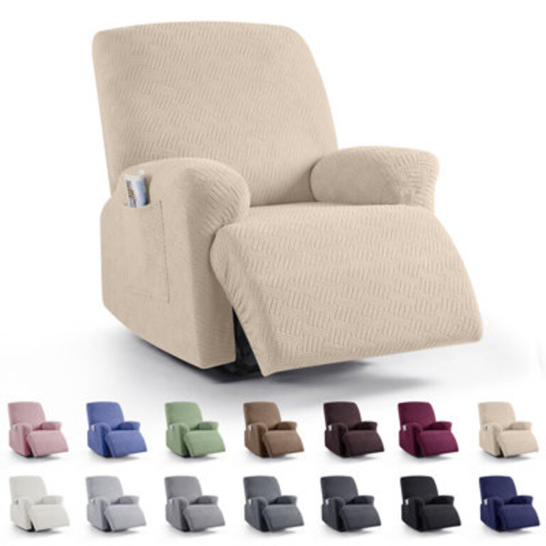 Wald Stretch Recliner Sofa Slipcovers Recliner Chair Covers With Pockets Color: Warm Beige