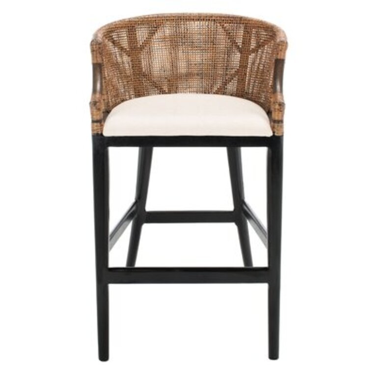 Grifton Bar Stool Frame Color: Brown, Upholstery: White
