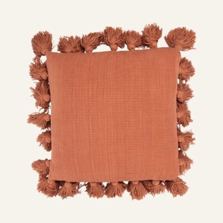 Vivienne Luxurious Square Cotton Pillow Cover and Insert Color: Russet