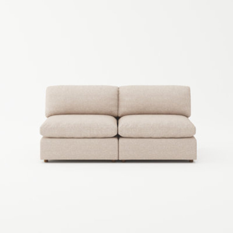 Classic Comfort 2-Piece Loveseat - Contemporary Modular White Fabric Sectional for Small Spaces Upholstery Color: Beige