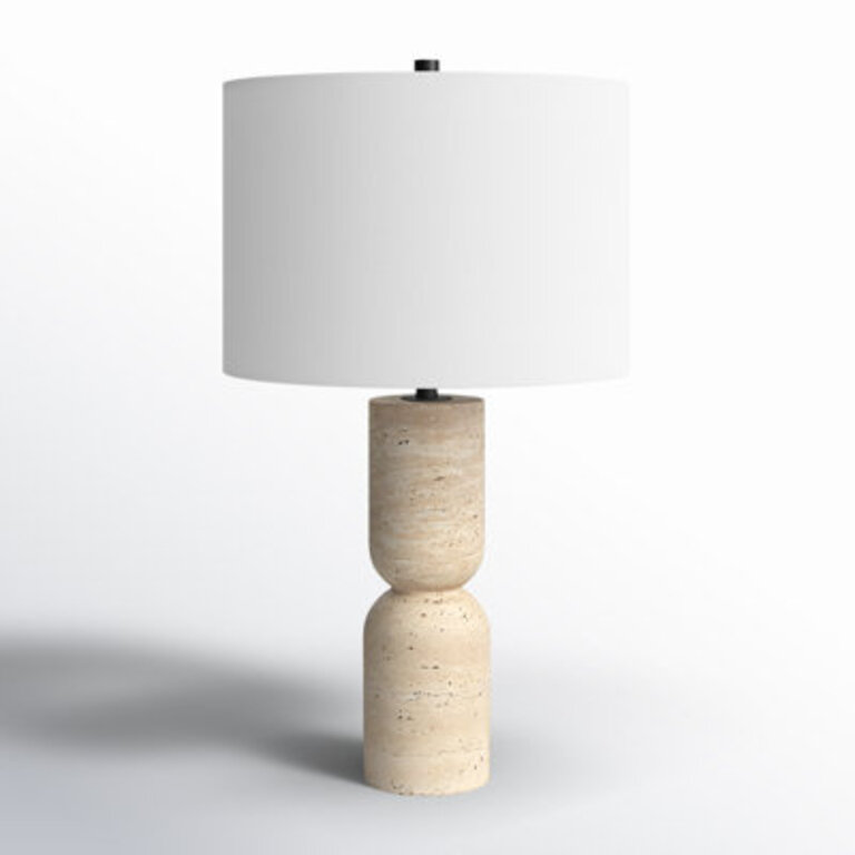 Nara 25.25" Travertine Table Lamp Base Color: Light Wood