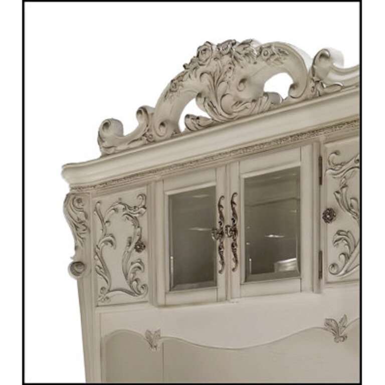 Dresden  Computer Desk & Hutch in Bone White Finish Adjustable Shelf 72"L X 24"W X 88"H