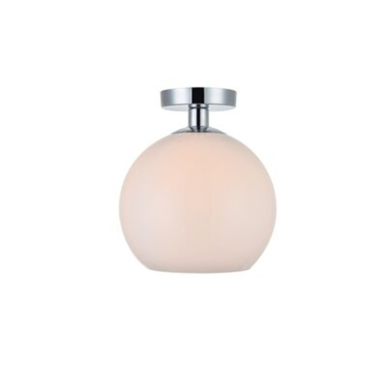 Snead 1 -Light Semi Flush Mount Fixture Finish: Chrome, Shade Color: Frosted White, Size: 9.3" H x 7.9" W x 7.9" D