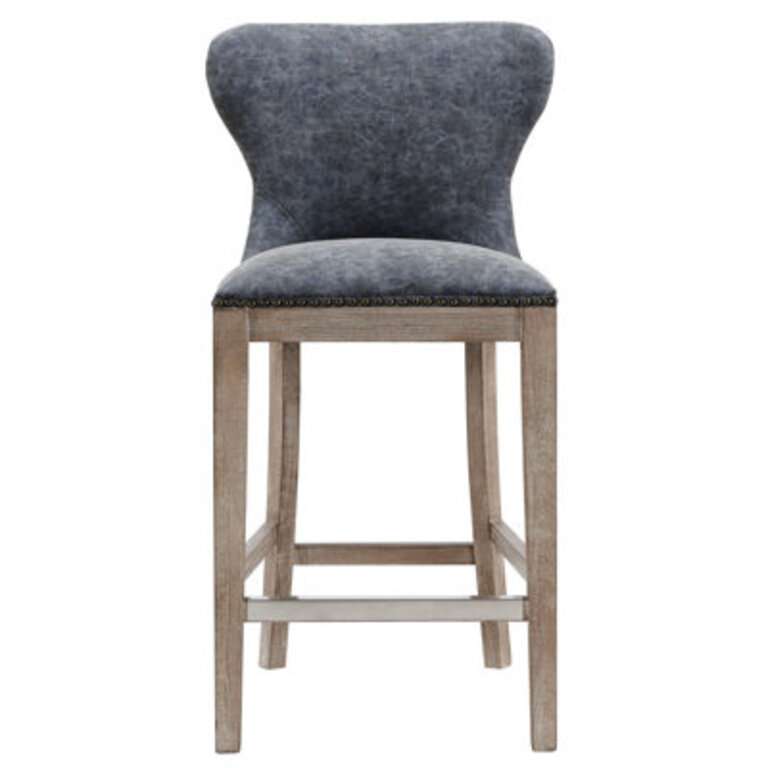 Grantham 26'' Counter & Bar Stool Seat Height: Counter Stool (26” Seat Height), Upholstery: Gray Faux Leather