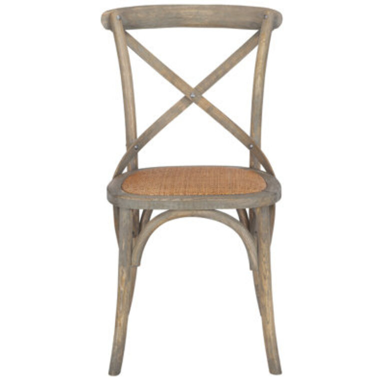 Doncaster Solid Wood Cross Back Side Chair Color: Weathered Oak