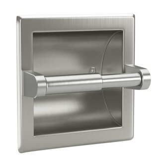 Matte Black Recessed Toilet Paper Holder - Durable Design For Mega Rolls, Space-Saving Solution Finish: Polished Chrome