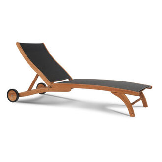 Amenadiel Reclining 78" Teak Chaise Lounge Color: Black