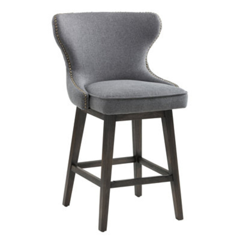Takeyia Bar & Counter Swivel Stool Seat Height: Counter Stool (25.5" Seat Height), Upholstery: Dark Gray Performance Basketweave