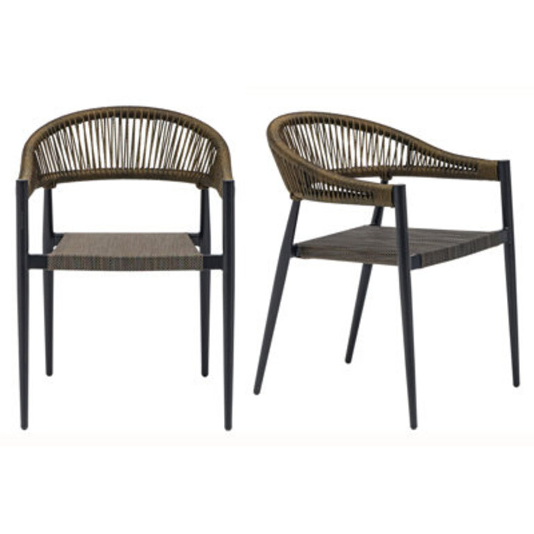 Meggs Stacking Armchair In Black - Set Of 2 Color: Brown/Black