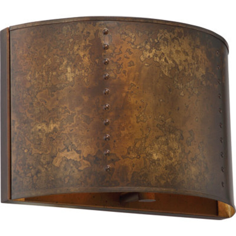 Luyster 1 - Light Dimmable Weathered Brass Flush Mount Sconce