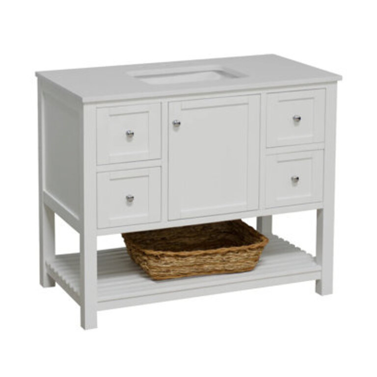 Binne 42" Single Bathroom Vanity Set Base Finish: White, Top Finish: Engineered White