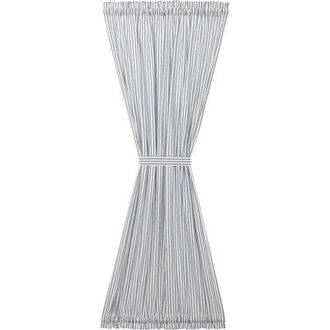 Surikova 100% Cotton Striped Room Darkening Rod Pocket Single Curtain Panel Curtain Color: Denim Blue/Soft White