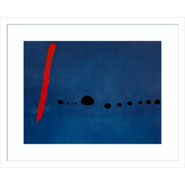 Framed Art Print 'Bleu II' By Joan Miro Format: White Framed Paper, Size: 17.12" H x 21.12" W x 0.88" D