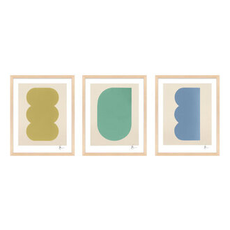 Keyhole 4-6. Set of 3 by Lee Lessem - 3 Piece Picture Frame Painting Set Format: Maple Framed, Size: 30" H x 24" W x 1.25" D