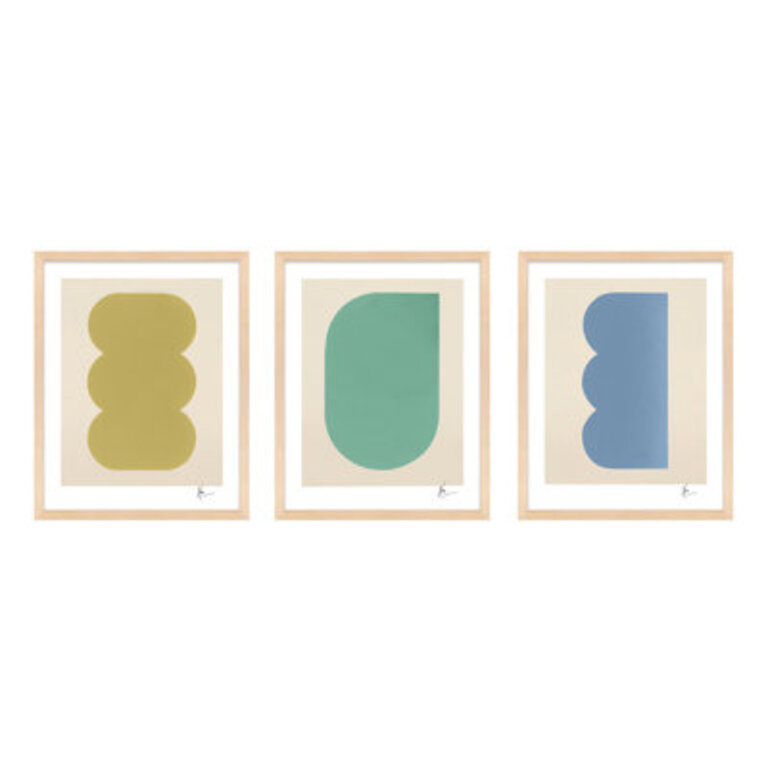 Keyhole 4-6. Set of 3 by Lee Lessem - 3 Piece Picture Frame Painting Set Format: Maple Framed, Size: 30" H x 24" W x 1.25" D