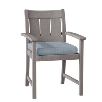 Croquet Teak Patio Dining Armchair with Cushions Frame Color: Oyster Teak, Body Fabric: Rollo Chambray, Welt: Welt