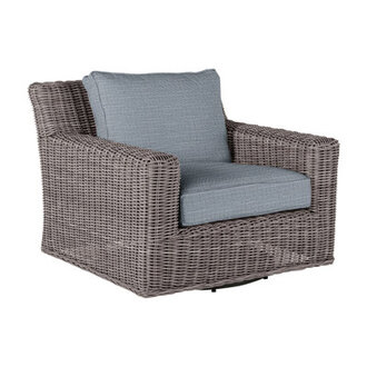 Rustic Patio Armchair with Cushions Frame Color: Oyster, Body Fabric: Rollo Chambray InsideOut® Linen, Welt: Welt