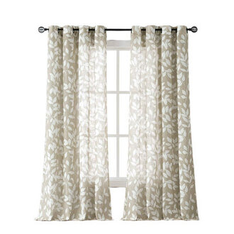Franciose Room Bedroom Linen Textured Look Light Filtering Window Curtain Panels Botanical Window Drapes Curtain Color: Taupe, Size per Panel: 52" W x 63" L