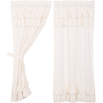 RuckeR Flax Ruffled Cotton Blend Solid Rod Pocket Curtain Panels Curtain Color: Khaki, Size per Panel: 36" W x 63" L