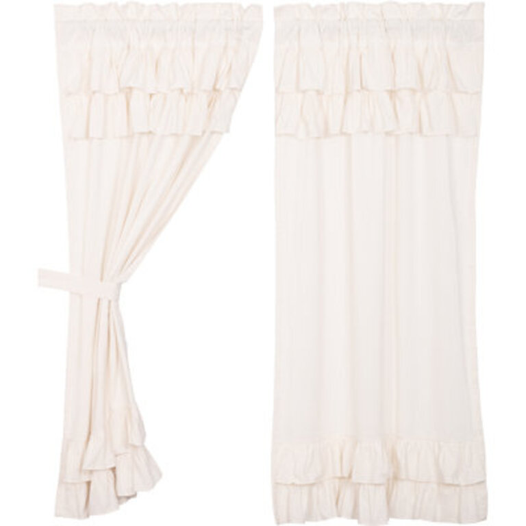 RuckeR Flax Ruffled Cotton Blend Solid Rod Pocket Curtain Panels Curtain Color: Khaki, Size per Panel: 36" W x 63" L