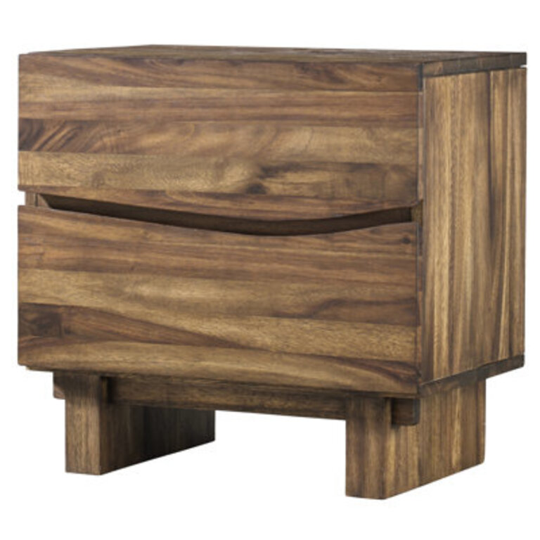 Hiram 2 - Drawer Solid Wood Nightstand in Natural Sengon