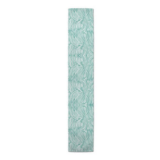 Mclaughlin Abstract Waves Table Runner Color: Teal, Size: 90" L x 16" W