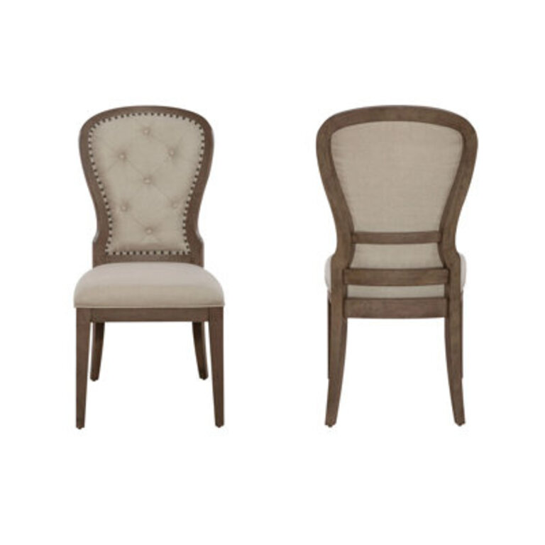 Jaclyn Upholstered Tufted Side Chair (Set of 2) Upholstery Color: Cream, Leg Color: Brown