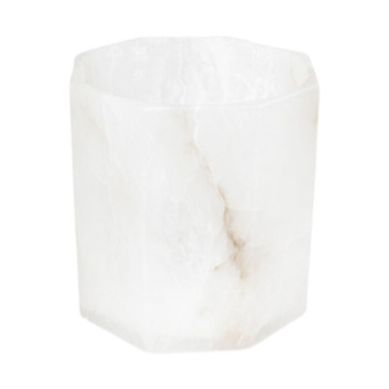 Med. Alabaster Octagonal Votive 6"Dia Size: 5" H x 5" W x 5" D