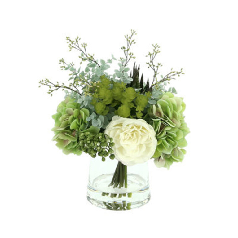 Floral Arrangement with Peonies, Succulents and Eucalyptus