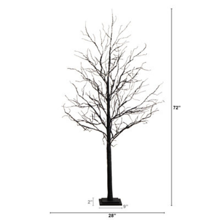 6ft. Pre-Lit Halloween Deluxe Black Twig Artificial Fall Tree with 156 Orange and Purple LED Lights