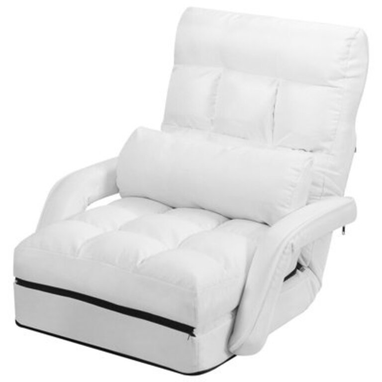 Kellems Round Arms Reclining Chaise Lounge Upholstery Color: White, Leg Color: White