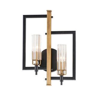 Kyla 2 - Light Dimmable Black/Antique Brass Armed Sconce
