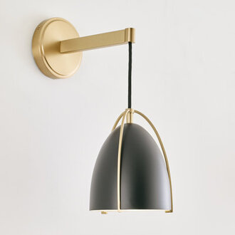 Nikki 1 - Light Dimmable Bath Sconce Finish: Satin Brass, Bulb Included: No, Shade Color: Steel Midnight Black